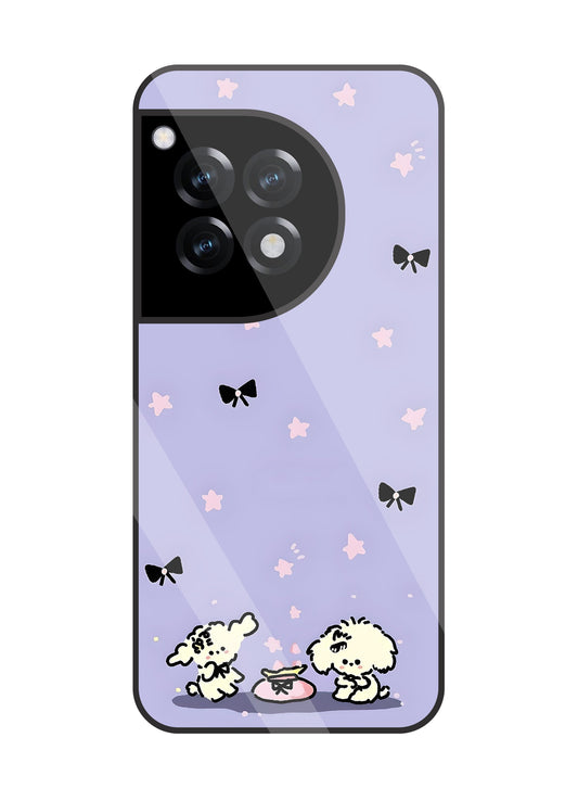 Black Ribbon With Stars Glass Case For OnePlus 12R