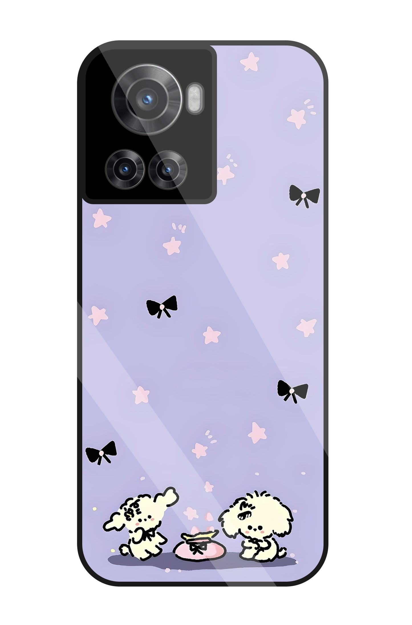 Black Ribbon With Stars Glass Case For OnePlus 10R