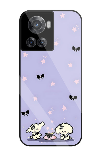 Black Ribbon With Stars Glass Case For OnePlus 10R