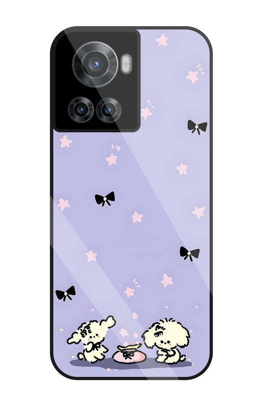 Black Ribbon With Stars Glass Case For OnePlus 10R