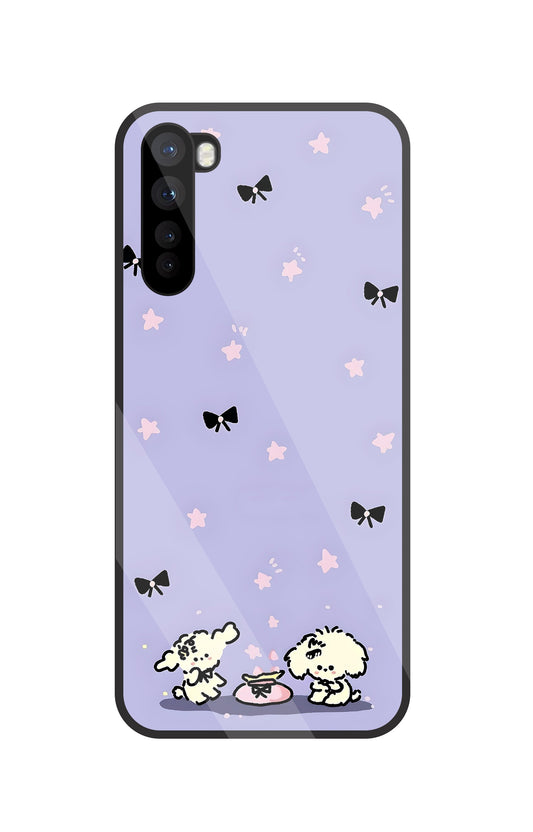 Black Ribbon With Stars Glass Case For OnePlus Nord