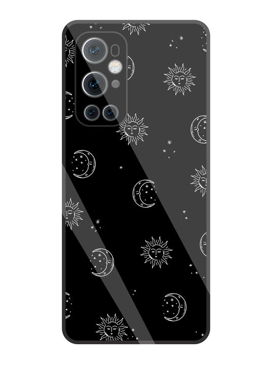 Black Sun With Moon Glass Case For OnePlus 9Pro