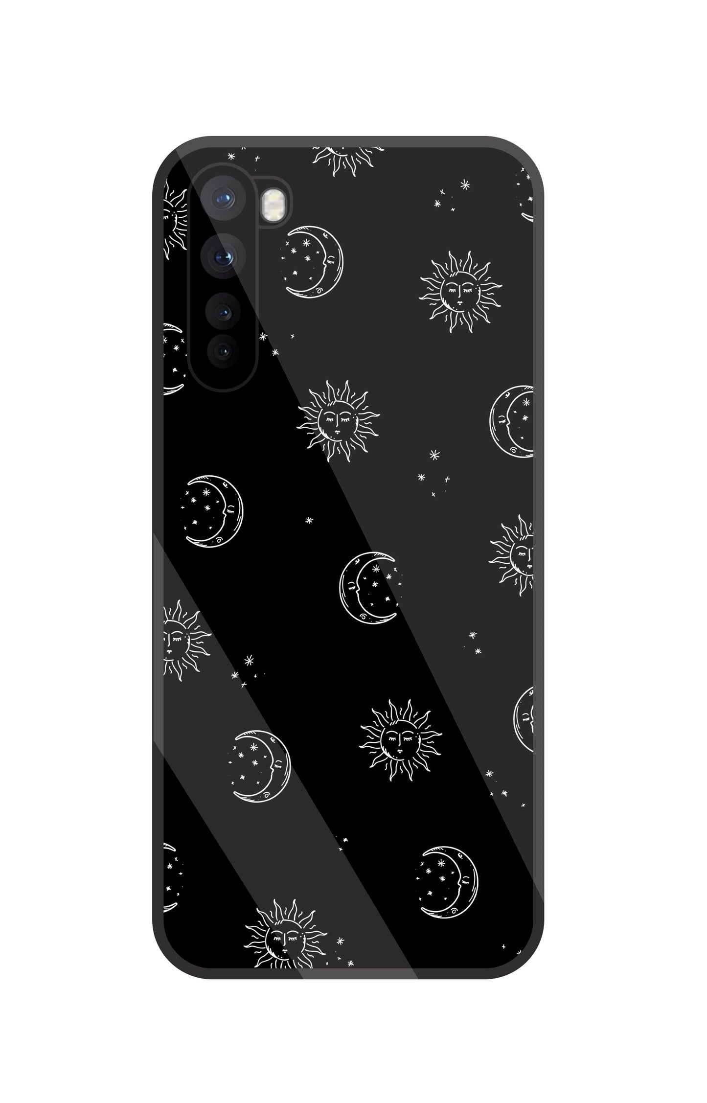 Black Sun With Moon Glass Case For OnePlus Nord