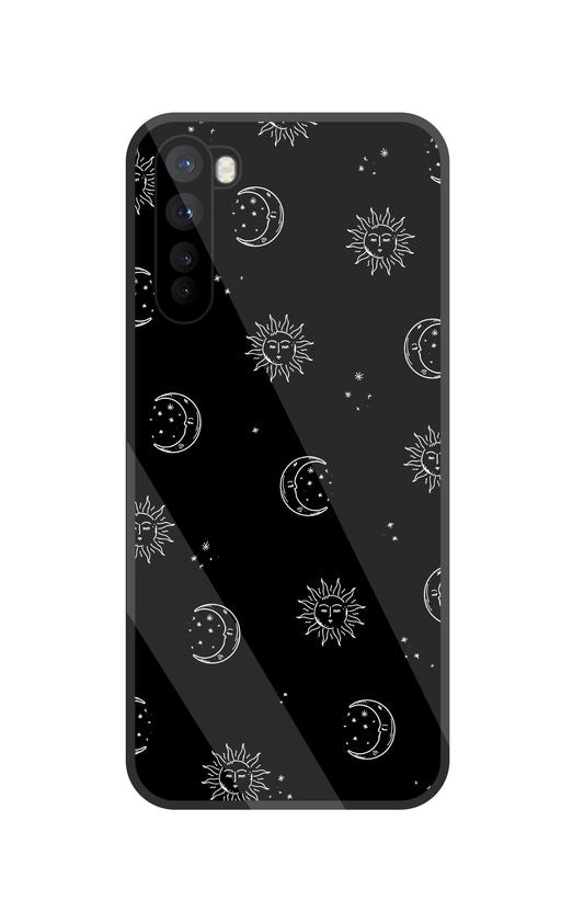 Black Sun With Moon Glass Case For OnePlus Nord