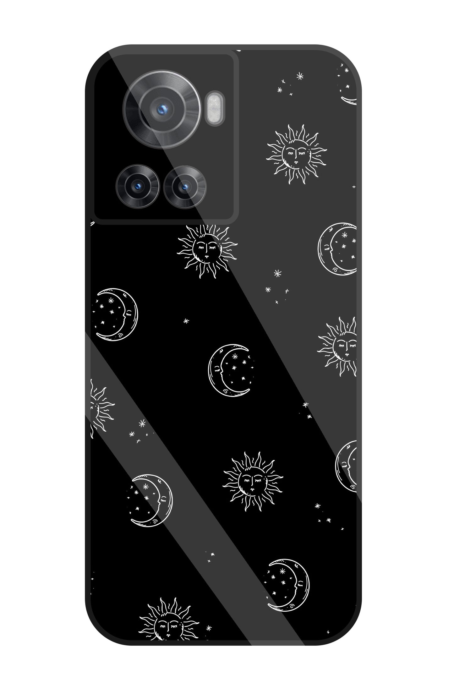 Black Sun With Moon Glass Case For OnePlus 10R
