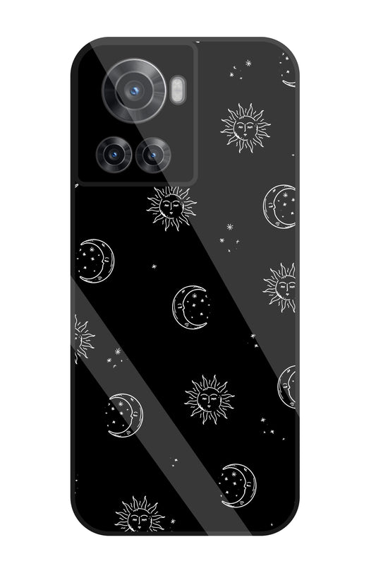 Black Sun With Moon Glass Case For OnePlus 10R