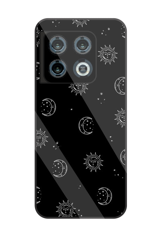 Black Sun With Moon Glass Case For OnePlus 10 Pro