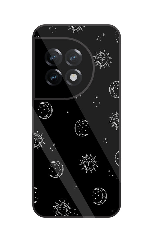 Black Sun With Moon Glass Case For OnePlus 11R