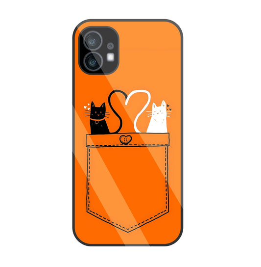 Black & White Cat In Pocket Glass Case For Nothing Phone 1