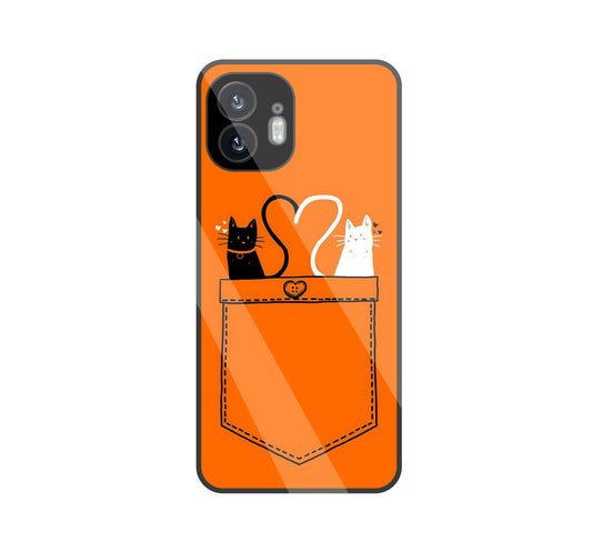 Black & White Cat In Pocket Glass Case For Nothing Phone 2