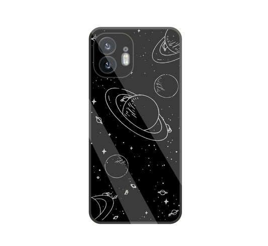 Black & White Space Glass Case For Nothing Phone 2