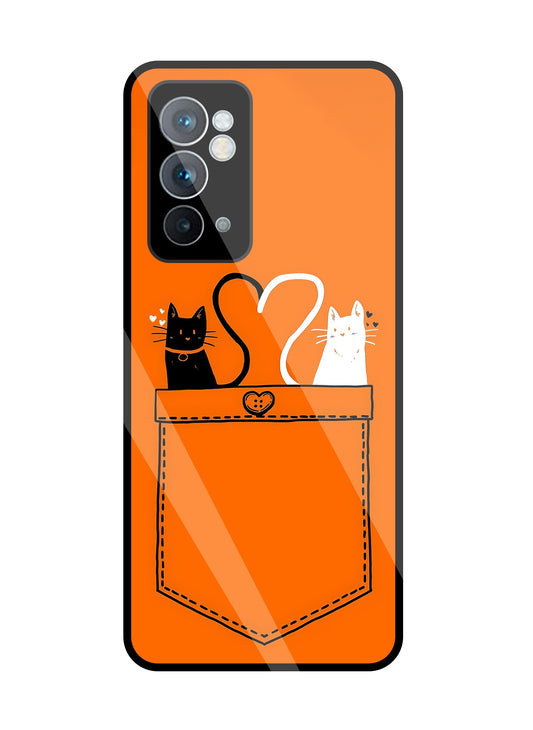 Black & White Cat In Pocket Glass Case For OnePlus 9RT