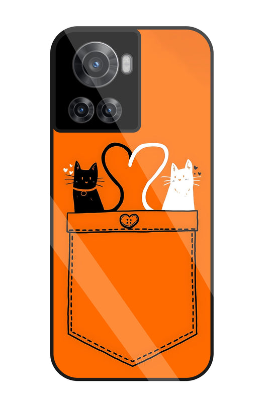 Black & White Cat In Pocket Glass Case For OnePlus 10R