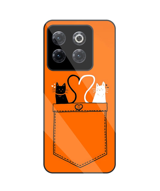 Black & White Cat In Pocket Glass Case For OnePlus 10T