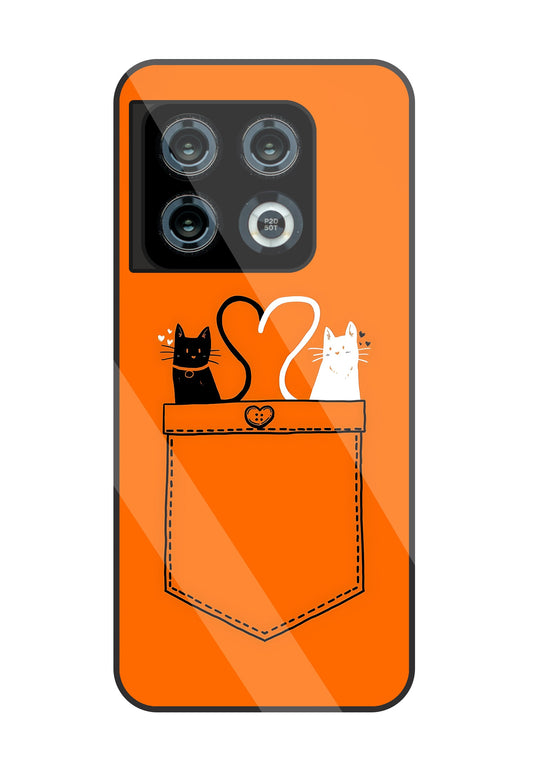 Black & White Cat In Pocket Glass Case For OnePlus 10 Pro