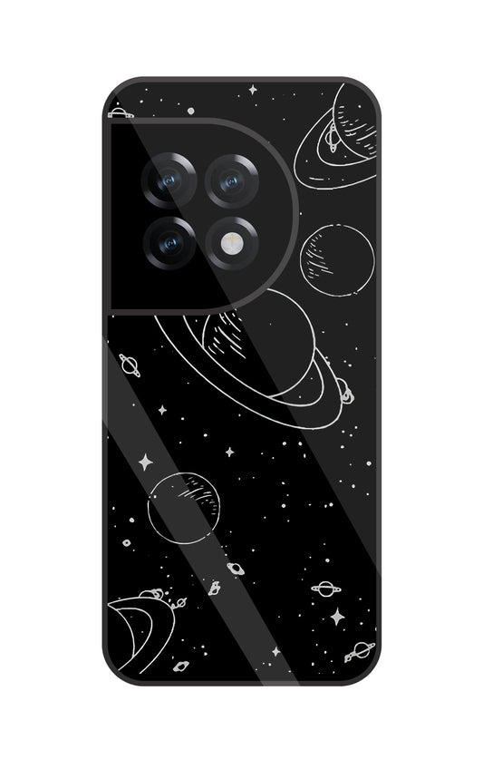Black & White Space Glass Case For OnePlus 11R