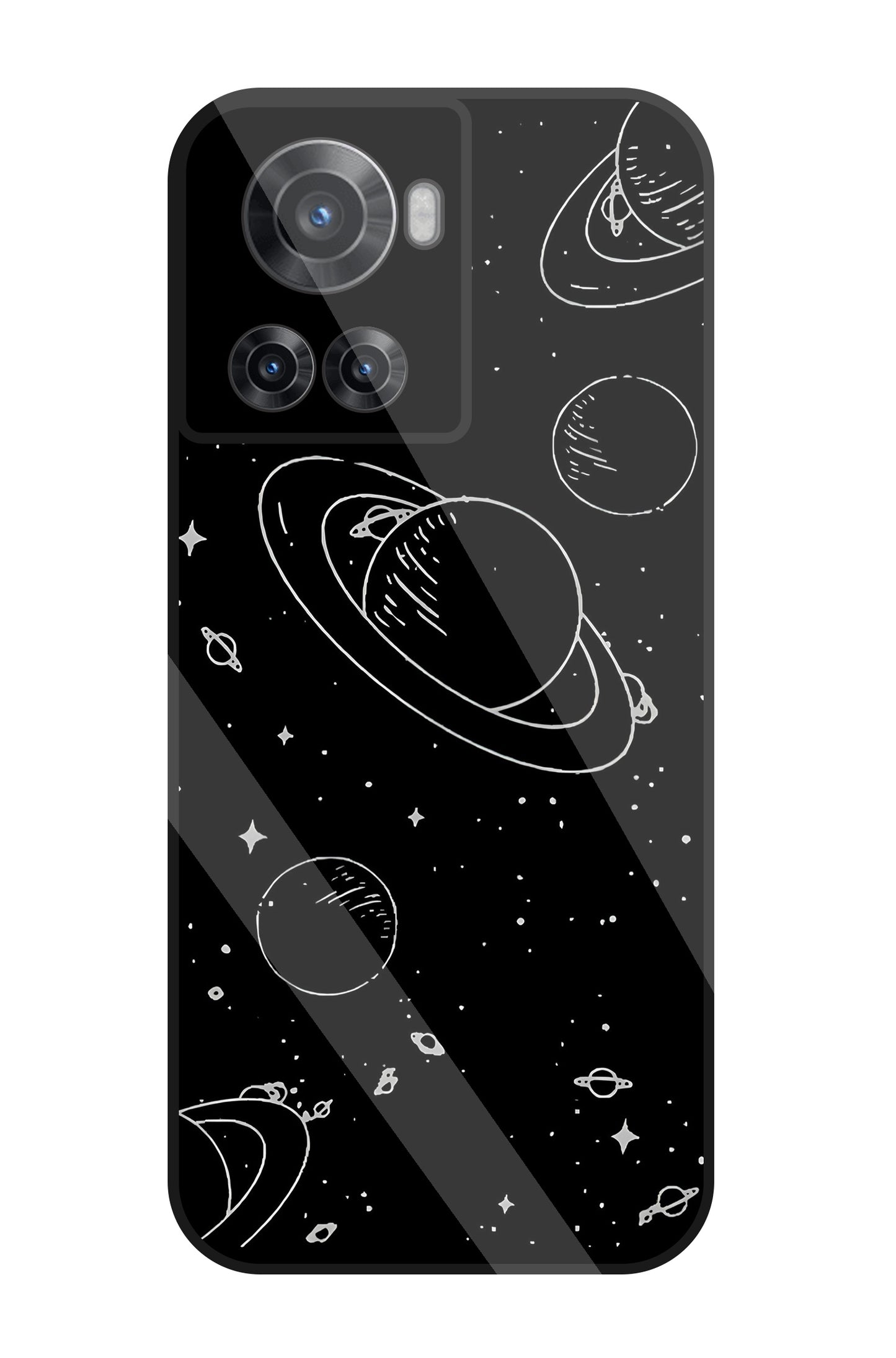 Black & White Space Glass Case For OnePlus 10R