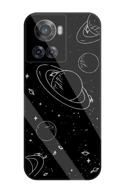 Black & White Space Glass Case For OnePlus 10R