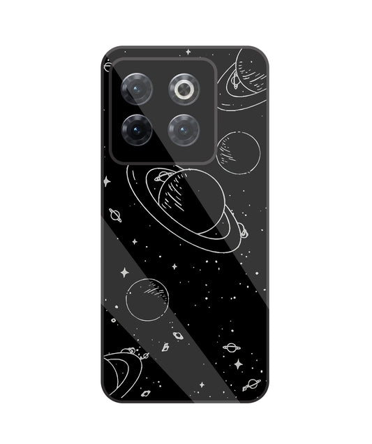 Black & White Space Glass Case For OnePlus 10T