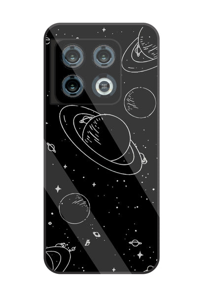 Black & White Space Glass Case For OnePlus 10 Pro