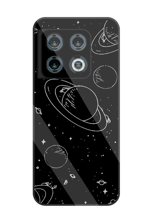 Black & White Space Glass Case For OnePlus 10 Pro
