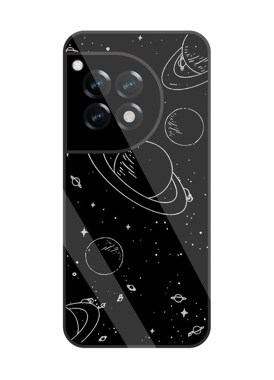 Black & White Space Glass Case For OnePlus 12R