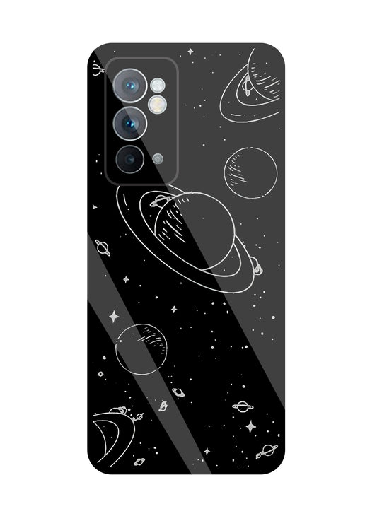 Black & White Space Glass Case For OnePlus 9RT