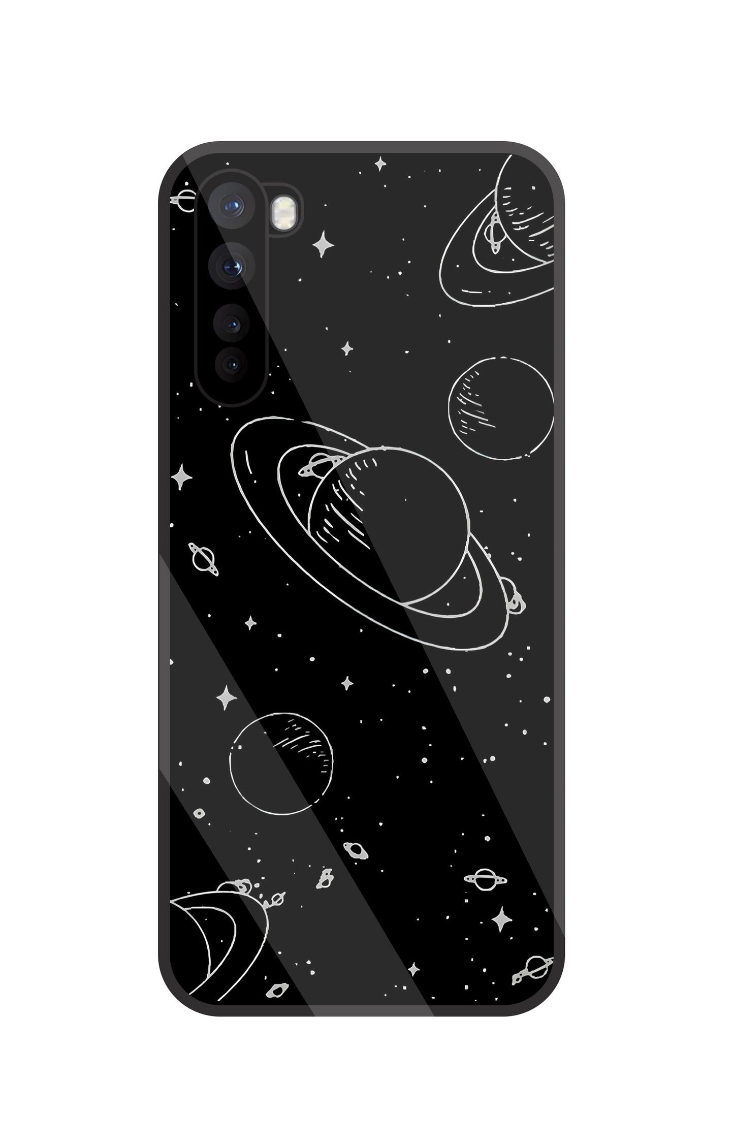 Black & White Space Glass Case For OnePlus Nord