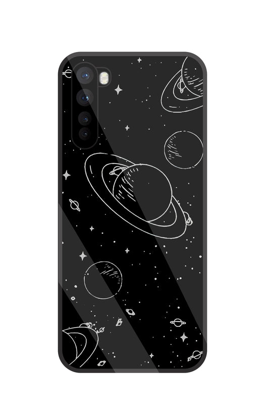 Black & White Space Glass Case For OnePlus Nord