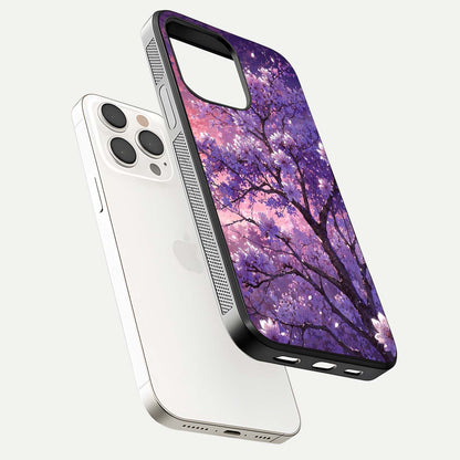 Blossom Tree Glass Case for iPhone 15 Pro Max floating dual-mockup displaying texture detail and curved edges