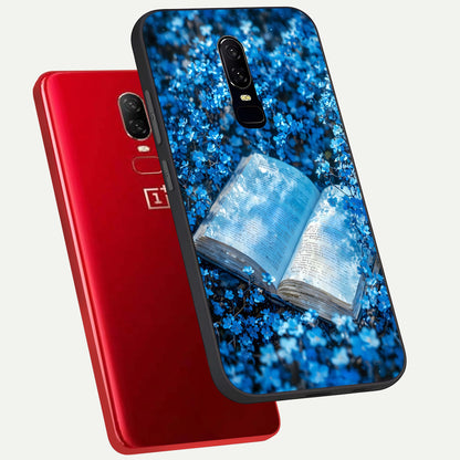 Blue Bloom Tales Glass Case displayed upright for calm floral visibility and premium finish.