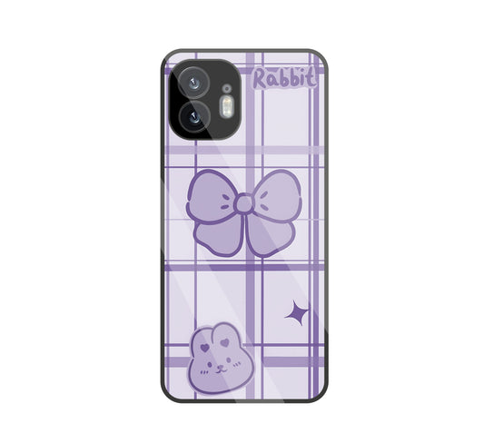 Butterfly Checked Pattern Glass Case For Nothing Phone 2