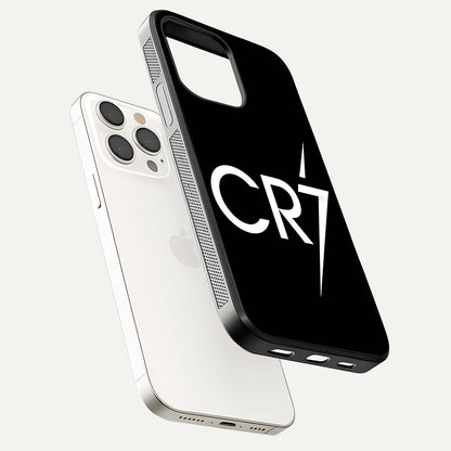 CR7 Elite Strike Glass Case for iPhone 15 Pro Max floating mockup displaying HD gloss and sporty texture