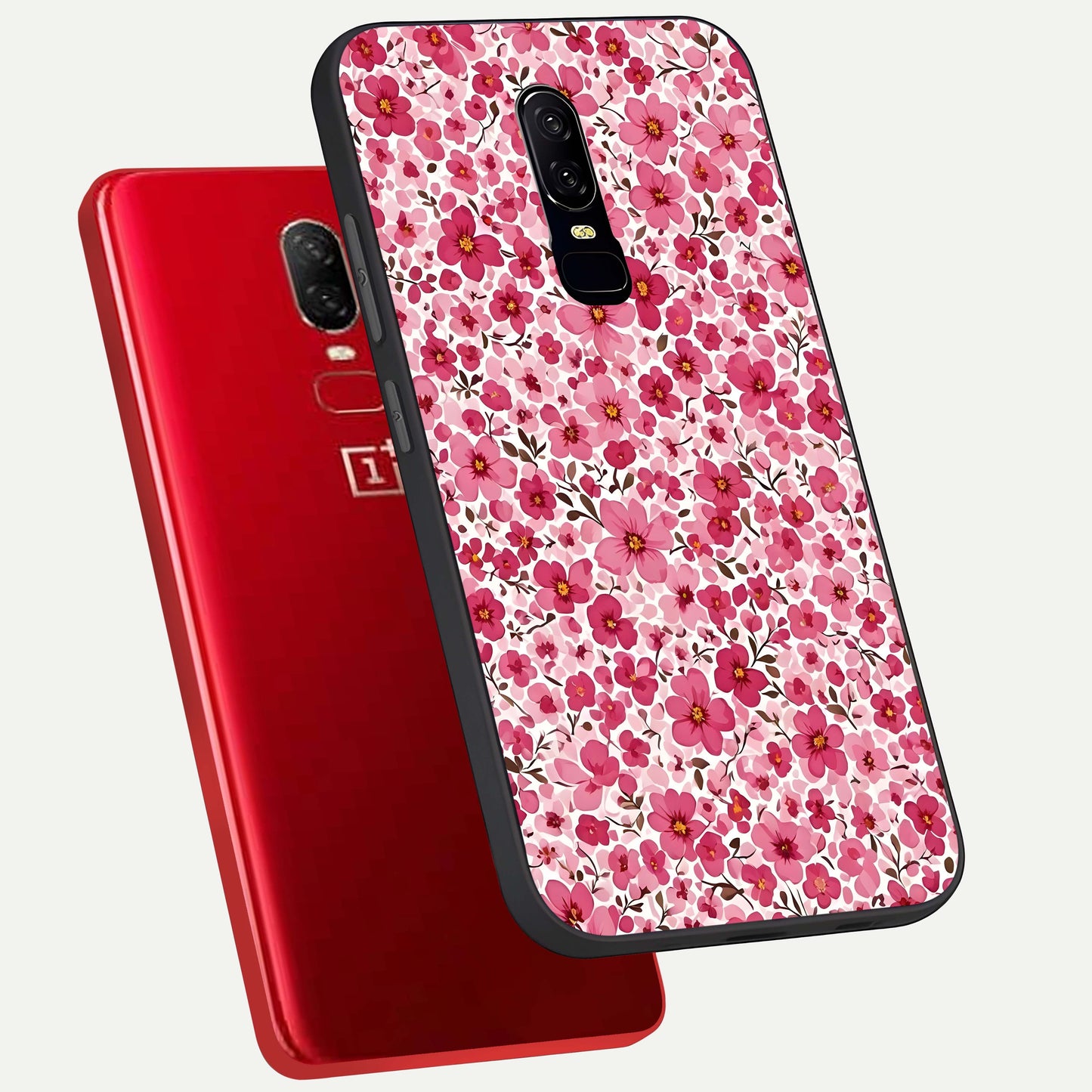 Cherry Blossom Charm Glass Case displayed upright for romantic floral visibility and premium finish.