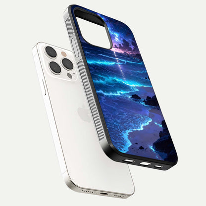 Classic Damn Look Glass Case for iPhone 15 Pro Max floating mockup emphasizing HD gloss and stylish edges