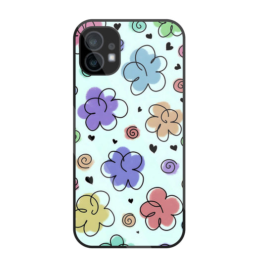 Cute Line Art Flowers  Glass Case For Nothing Phone 1