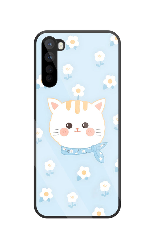 Cute Kitten Glass Case For OnePlus Nord