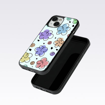 Cute Line Art Flowers  Glass Case For Nothing Phone 1