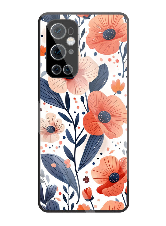 Daisy Flower Water Color Vintage Glass Case For OnePlus 9 Pro