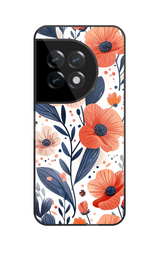 Daisy Flower Water Color Vintage Glass Case For OnePlus 11R