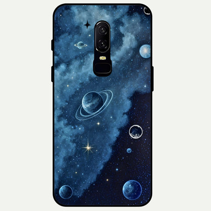 Galaxy Dream Space Glass Case captured at a warm angle highlighting starry depth, gloss, and edge clarity.