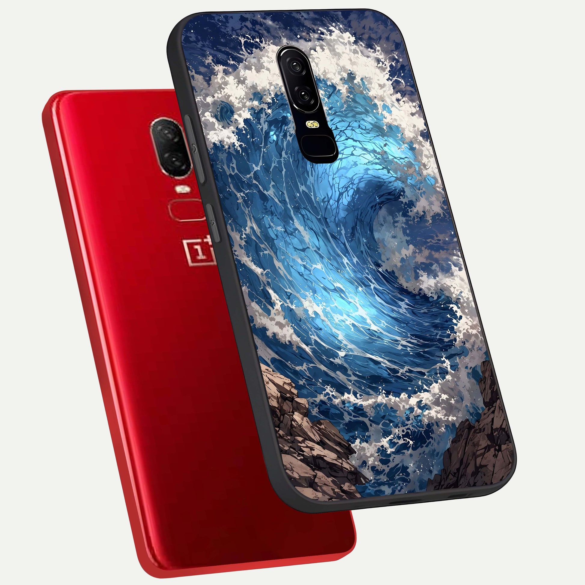 Giant Ocean Wave Glass Case displayed upright for dramatic sea visibility and premium finish.