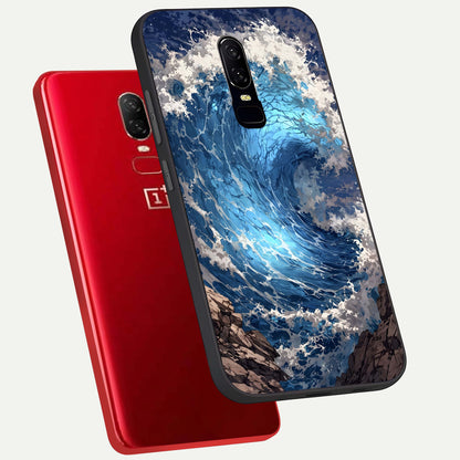 Giant Ocean Wave Glass Case displayed upright for dramatic sea visibility and premium finish.