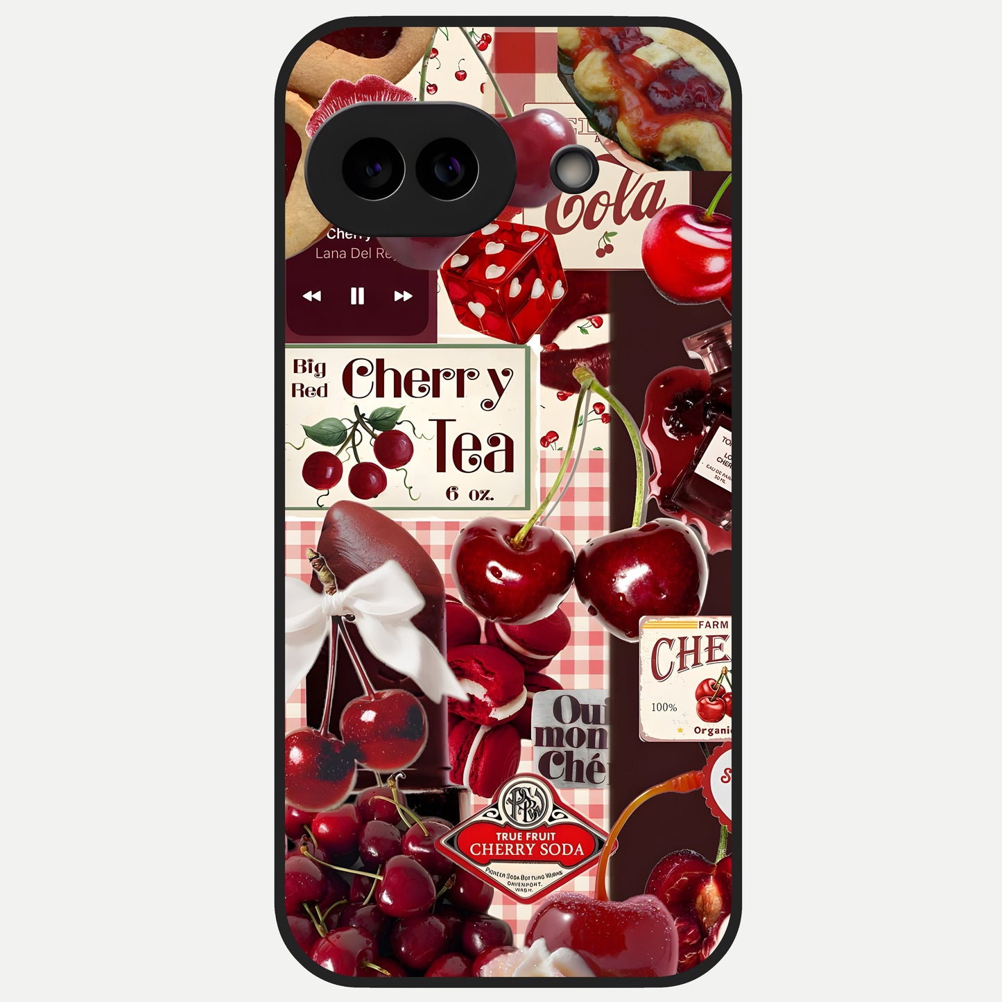  Aesthetic Cherry Tea Glass Case for Google Pixel 10A back cover – full design glossy printed glass finish