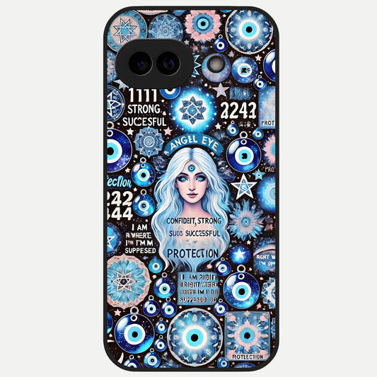  Angel Aura Shield Glass Case for Google Pixel 10A back cover – full design glossy printed glass finish