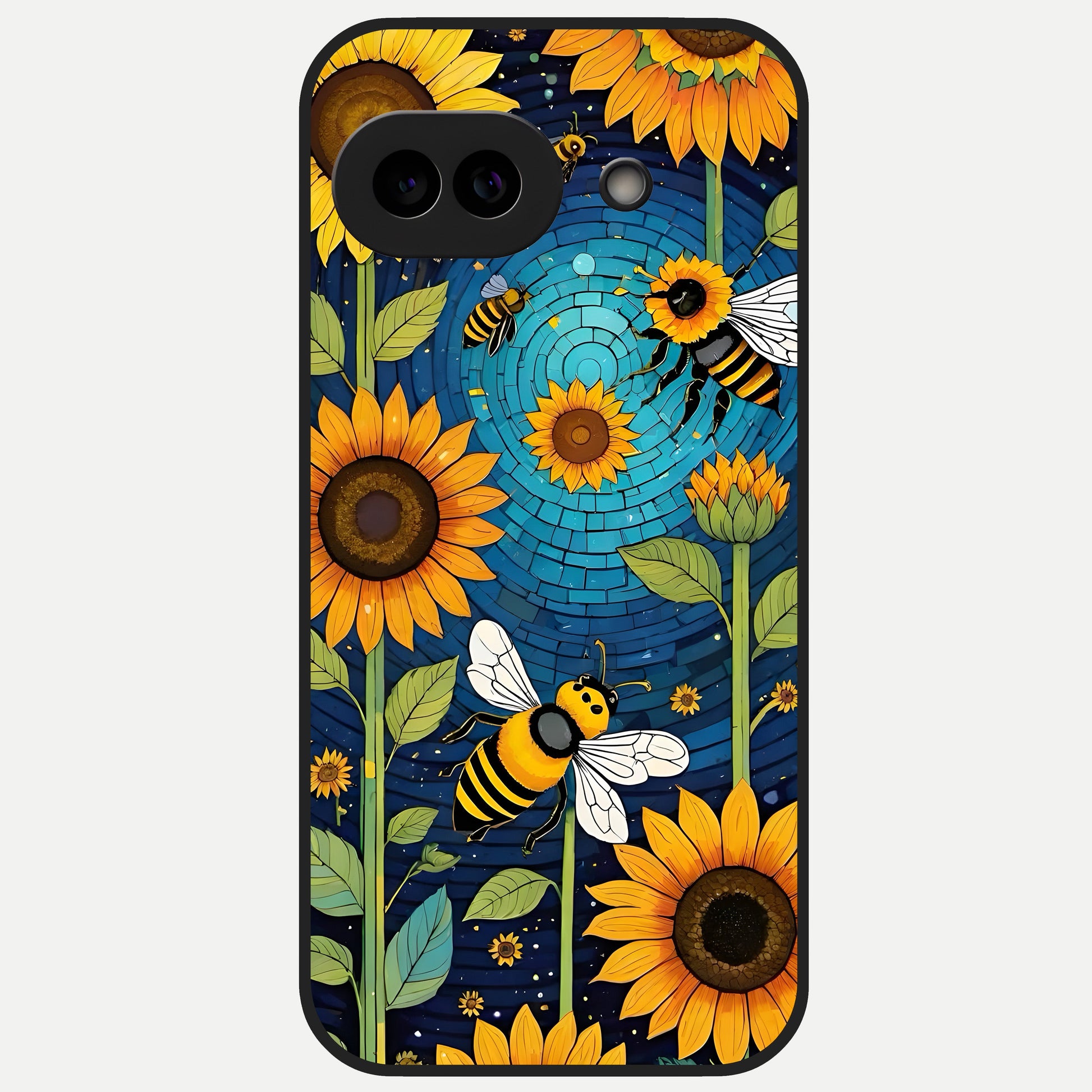  Bees And Sunflowers Glass Case for Google Pixel 10A back cover – full design glossy printed glass finish