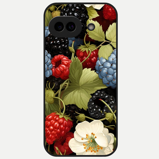  Berry Bloom Charm Glass Case for Google Pixel 10A back cover – full design glossy printed glass finish