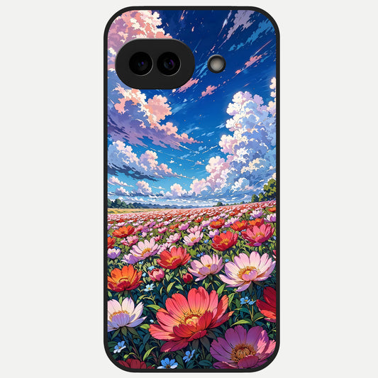  Blossom Sky Field Glass Case for Google Pixel 10A back cover – full design glossy printed glass finish