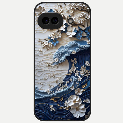  Blossom Wave Art Glass Case for Google Pixel 10A back cover – full design glossy printed glass finish