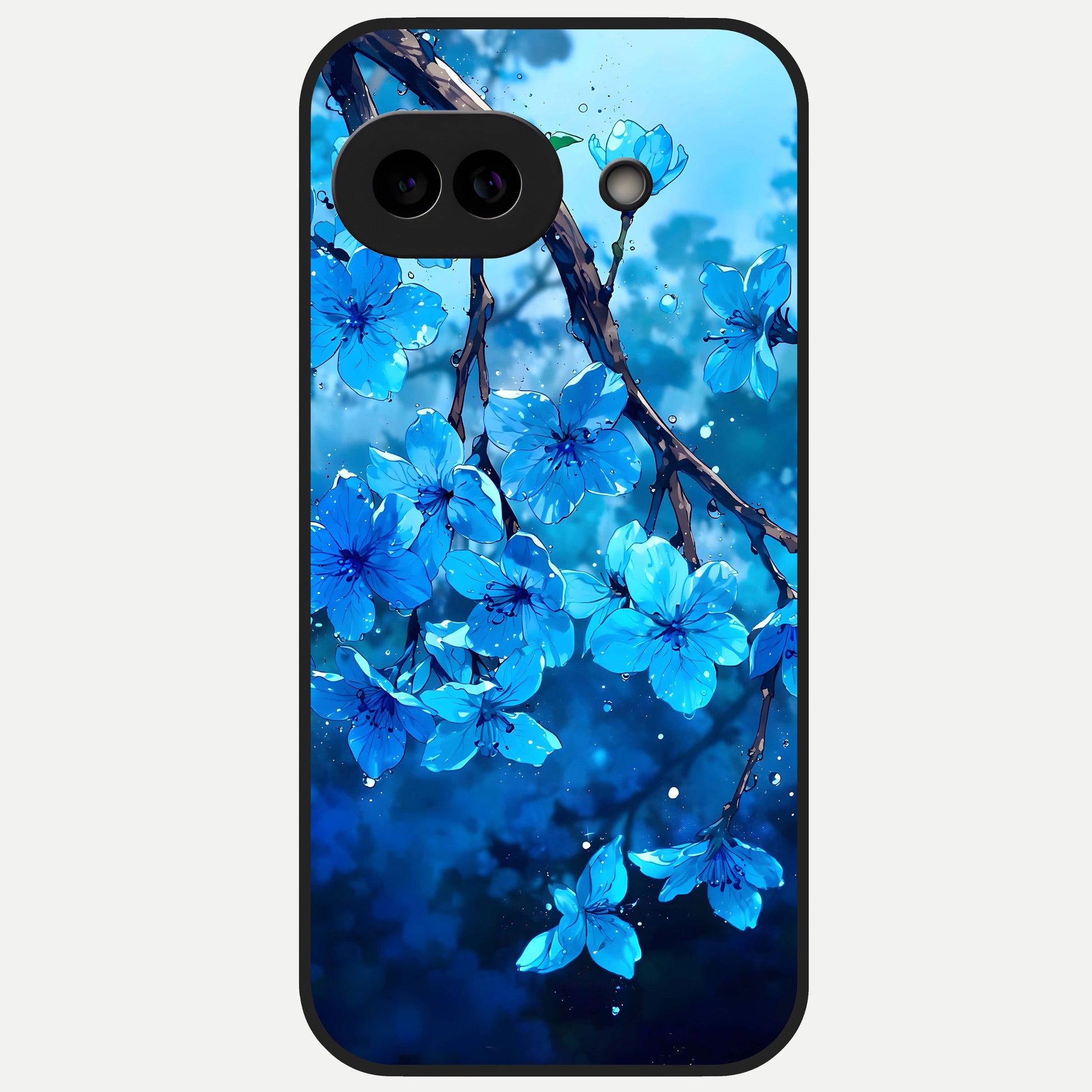  Blue Blossoms Branch Glass Case for Google Pixel 10A back cover – full design glossy printed glass finish